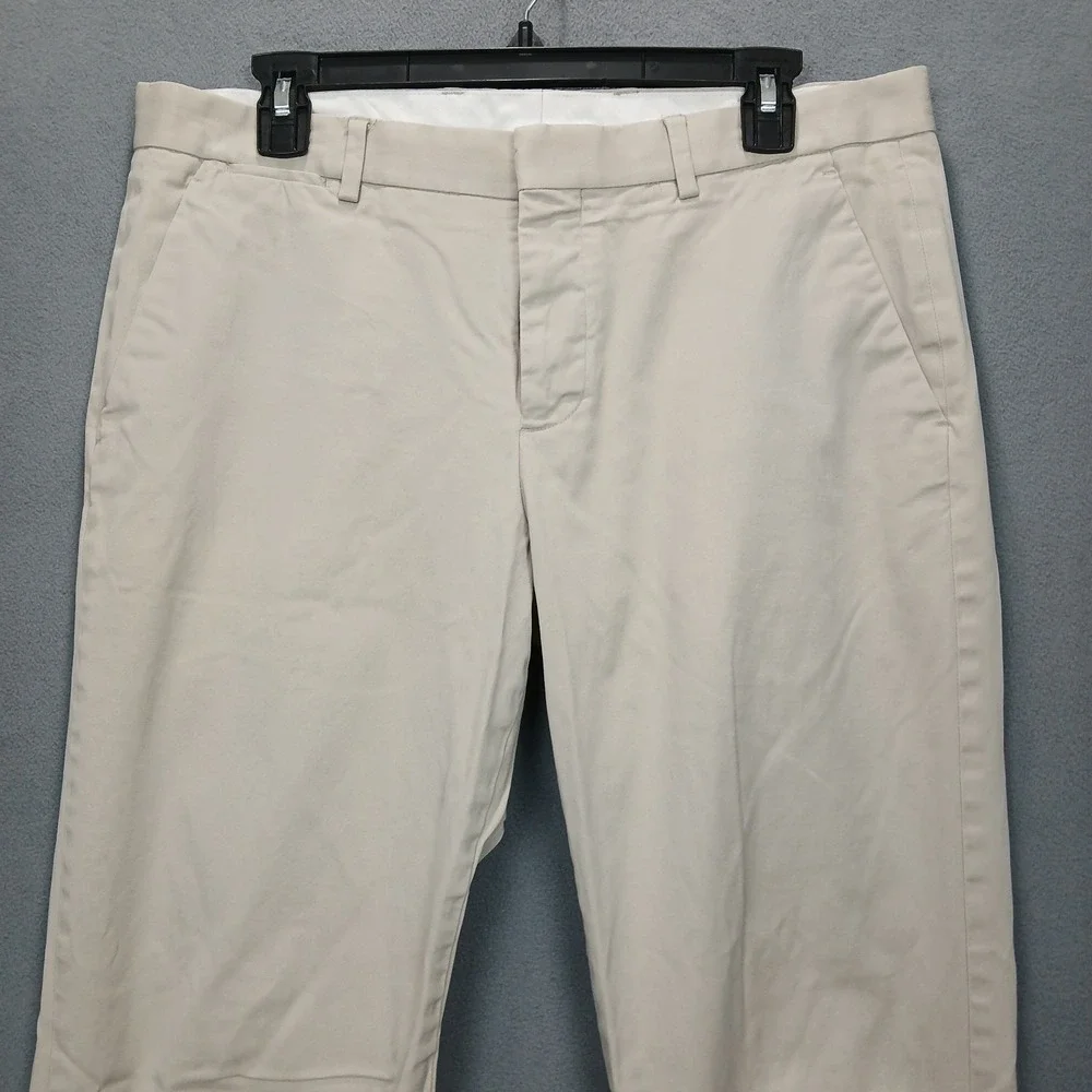 Express Photographer Dress Pants Mens 32x34 Beige Flat Front Straight Leg Formal